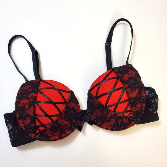 La Senza - Corset style bra - Black and Red lace. Size 32B - Picture 1 of 6